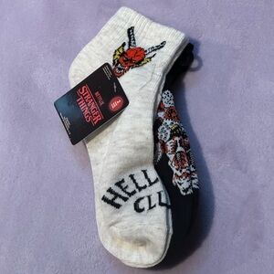 Stranger Things Hellfire Club Socks - Cream and Black